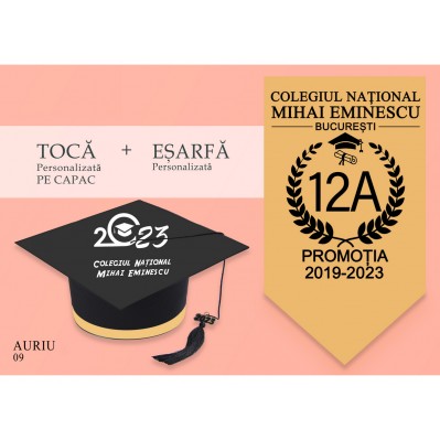 Tocă personalizata PE CAPAC + esarfa personalizata - AURIU Tocă personalizata PE CAPAC + esarfa personalizata - AURIU