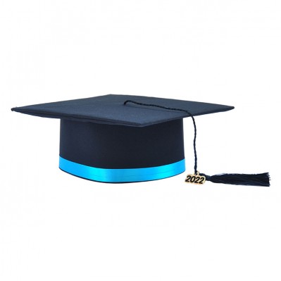 Toca Absolvire neagra cu bentita turcoaz spre albastru